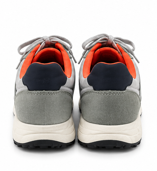 Vintage Grey & White Retro Runner Sneakers