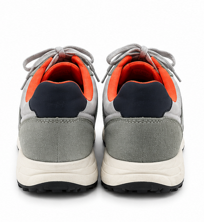 Vintage Grey & White Retro Runner Sneakers