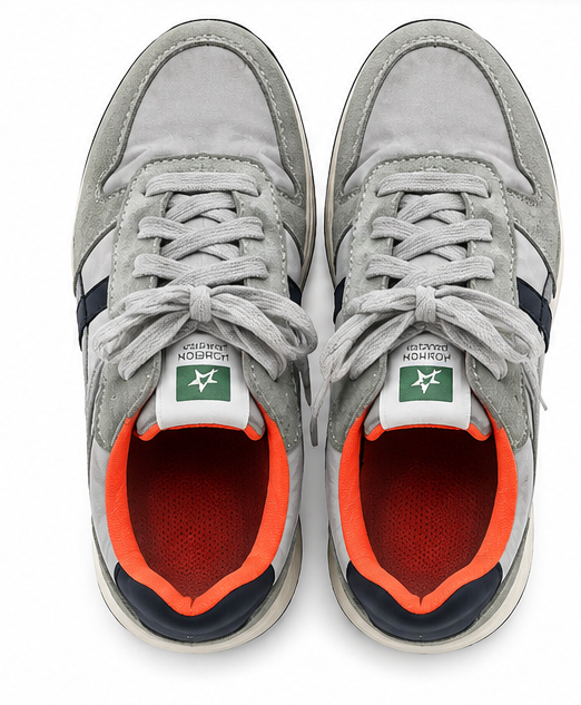 Vintage Grey & White Retro Runner Sneakers