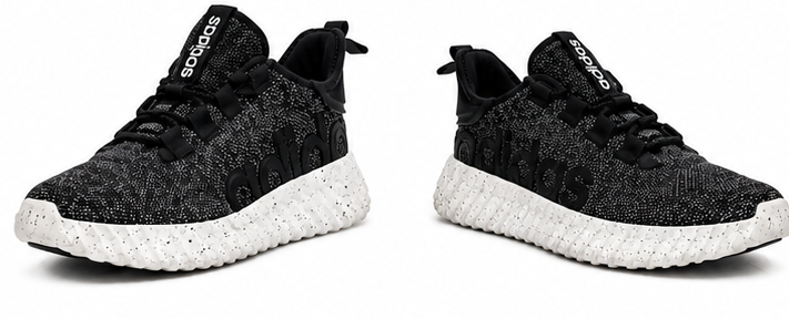 Black & White Textured Casual Sneakers