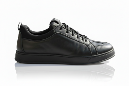 Black Leather Low-Top Sneakers