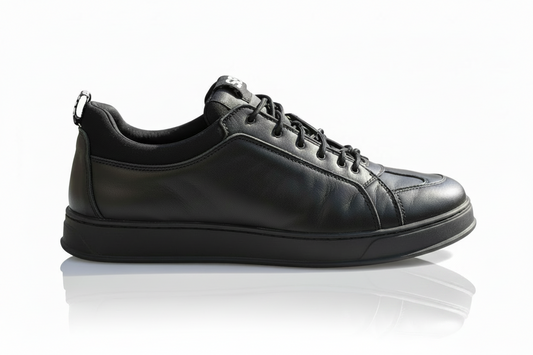 Black Leather Low-Top Sneakers