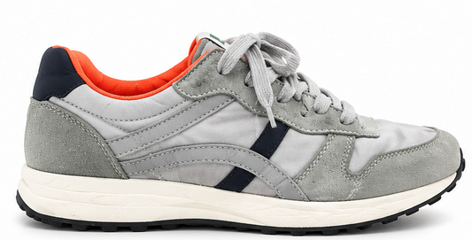 Vintage Grey & White Retro Runner Sneakers