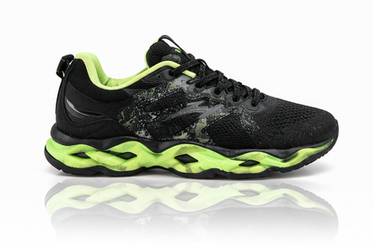 Black & Neon Green Running Sneakers