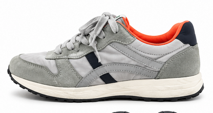 Vintage Grey & White Retro Runner Sneakers