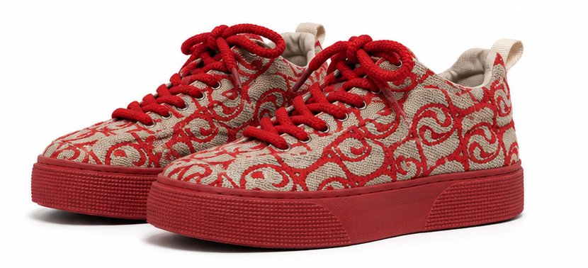 Red Pattern Casual Sneakers (2)