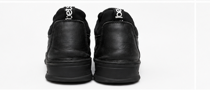 Black Leather Low-Top Sneakers
