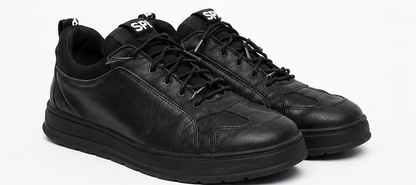 Black Leather Low-Top Sneakers
