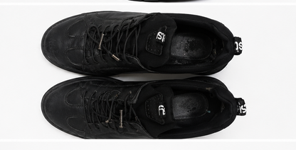 Black Leather Low-Top Sneakers