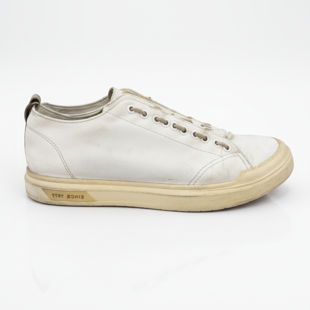 low-top white leather sneakers