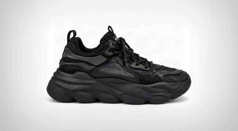 Men's all-black chunky platform sneakers