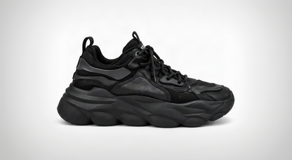 Men's all-black chunky platform sneakers