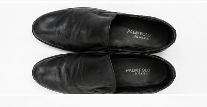 classic **men's black leather slip-on loafer 26