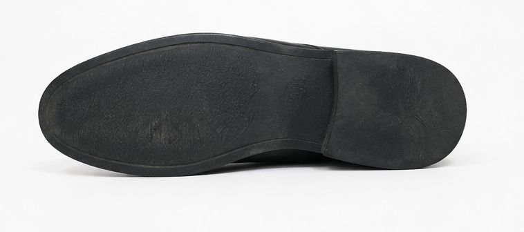 classic **men's black leather slip-on loafer 26