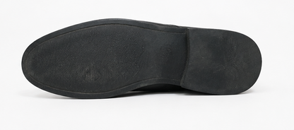 classic **men's black leather slip-on loafer 26