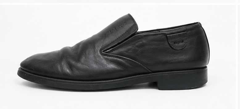 classic **men's black leather slip-on loafer 26