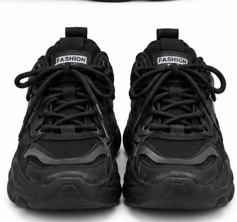 Men's all-black chunky platform sneakers