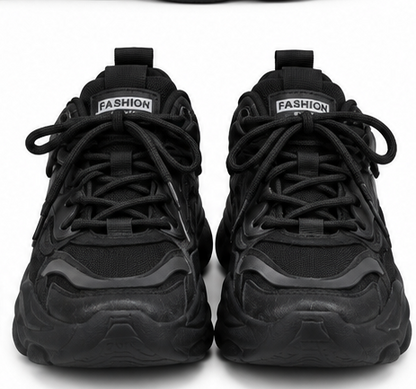 Men's all-black chunky platform sneakers
