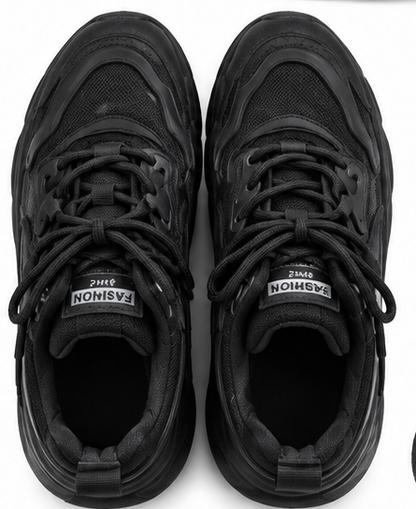 Men's all-black chunky platform sneakers