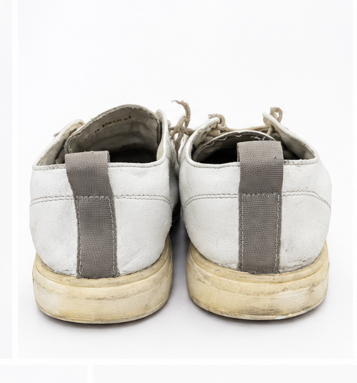 low-top white leather sneakers