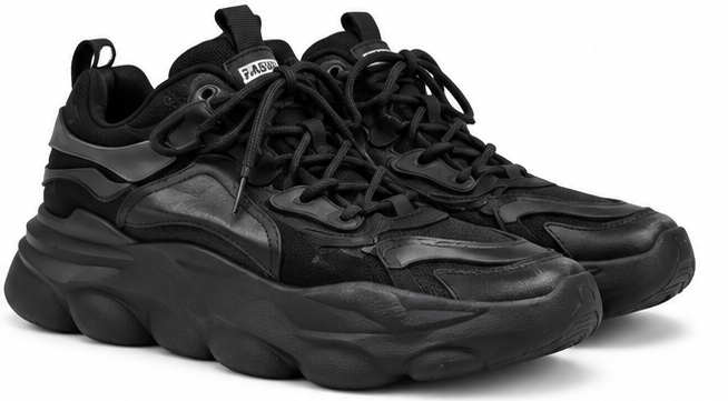 Men's all-black chunky platform sneakers